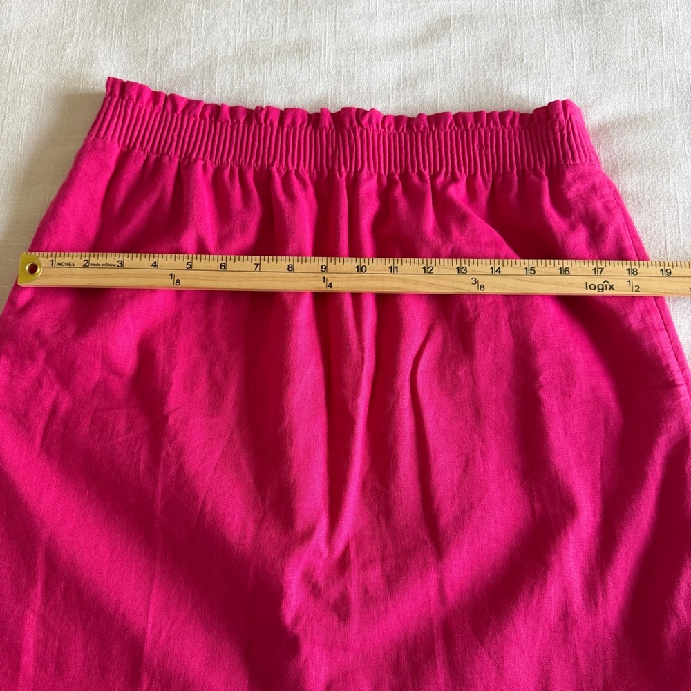 J Crew Skirt Womens 10 Scallop Hem Mini Linen Blend Lined Pockets Preppy NWT - Picture 6 of 10
